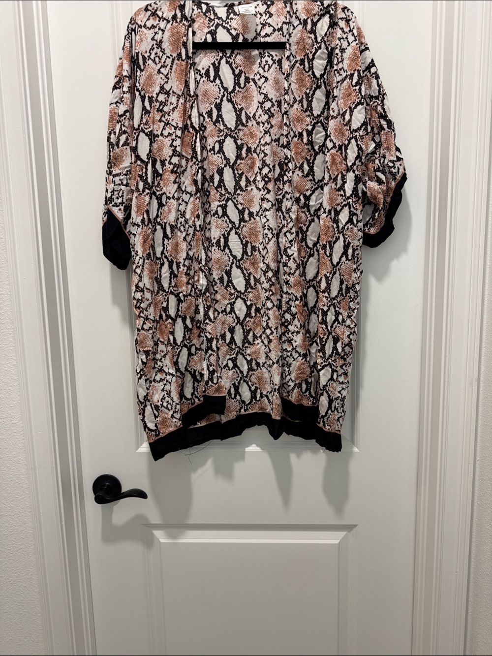 Animal Print SNAKE Open Front Kimono - Black & Brown - cover up